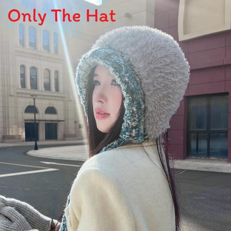 Wool Blend Beanie With Ear Protection For Winter Outdoor Activities серый