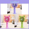 Cute Cartoon Round Ear Solid Base Stand Fan Lithium Battery Operated Handheld Rechargeable Fan