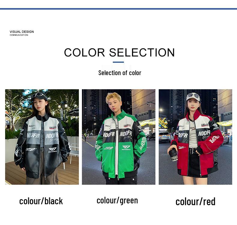 Men's 2024 Biker Racing PU Leather Jacket - Windproof, Autumn/Winter Outerwear