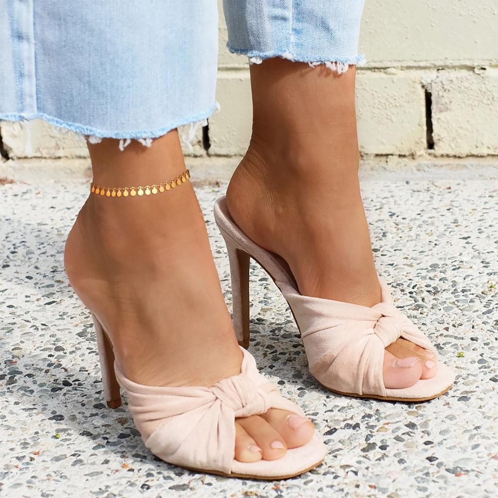 Full-gloss Disc Tassel Anklet for Women Stainless Steel Gold Color  Minimalist Anklets Daily Beach Holiday Jewelry New Trend