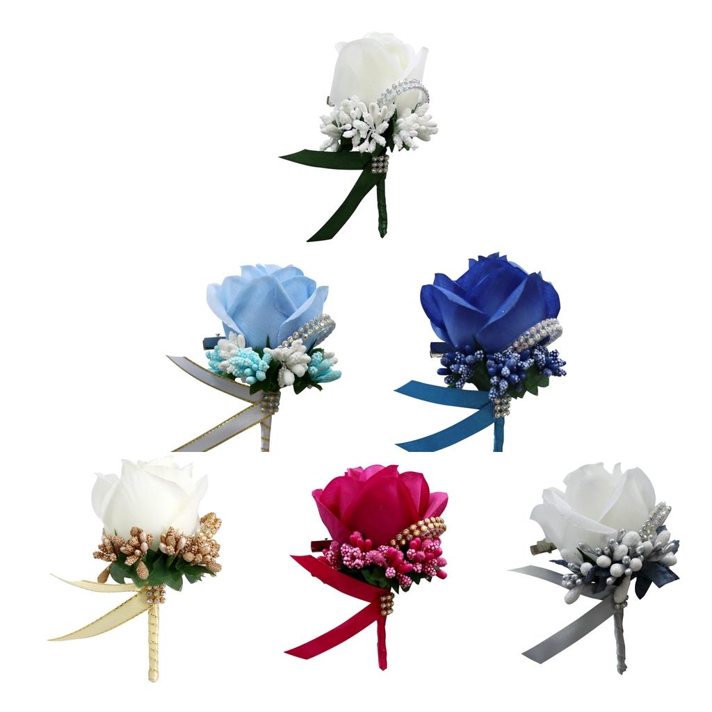 Rose Flower Brooch Pin Wedding Corsage Colors