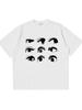 Unisex T-Shirt mit Baumwoll-Augenprint-Design Sommer Koreanischer Stil Harajuku Kleidung kurzärmliges Oberteil Y2k Street Casual lockeres T-Shirt