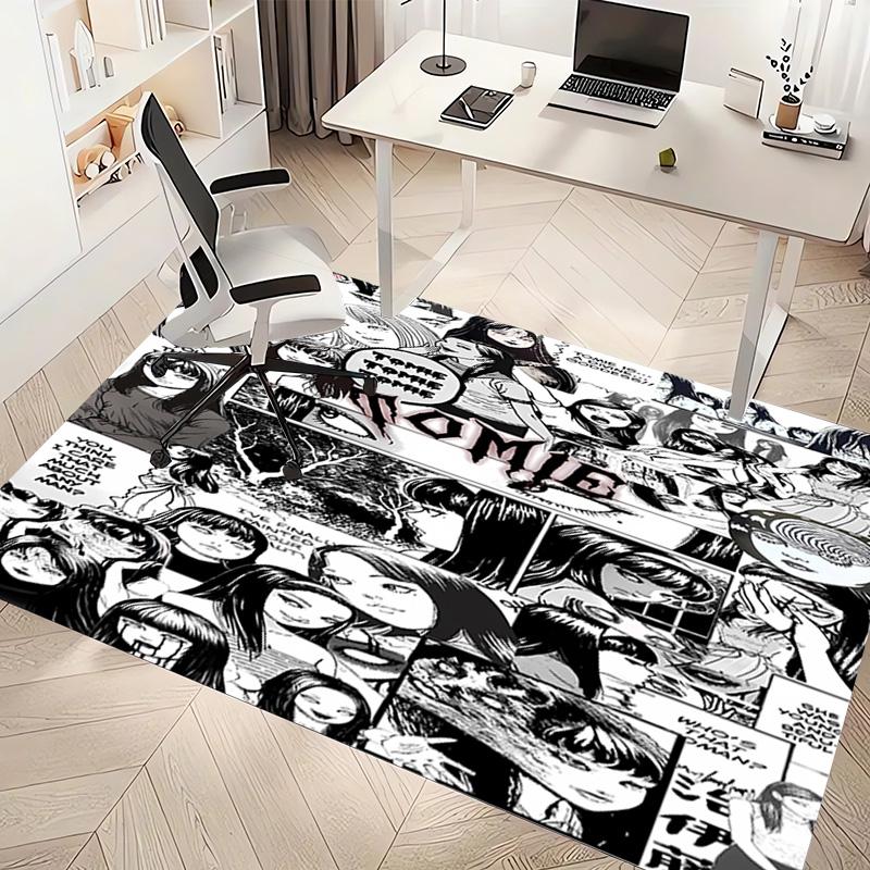 1pc Thriller Manga Junji Ito Tomie Print Area Rug - Soft, Washable Non-Slip Indoor Mat, Living Room, Home Office Decorative Rug,Office Decorative
