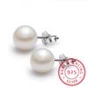 925 Sterling Silver Jewelry Natural Round Pearl Earrings Jewelry For Women 6-8-10mm Freshwater Simple Pearl earring Friend Gift