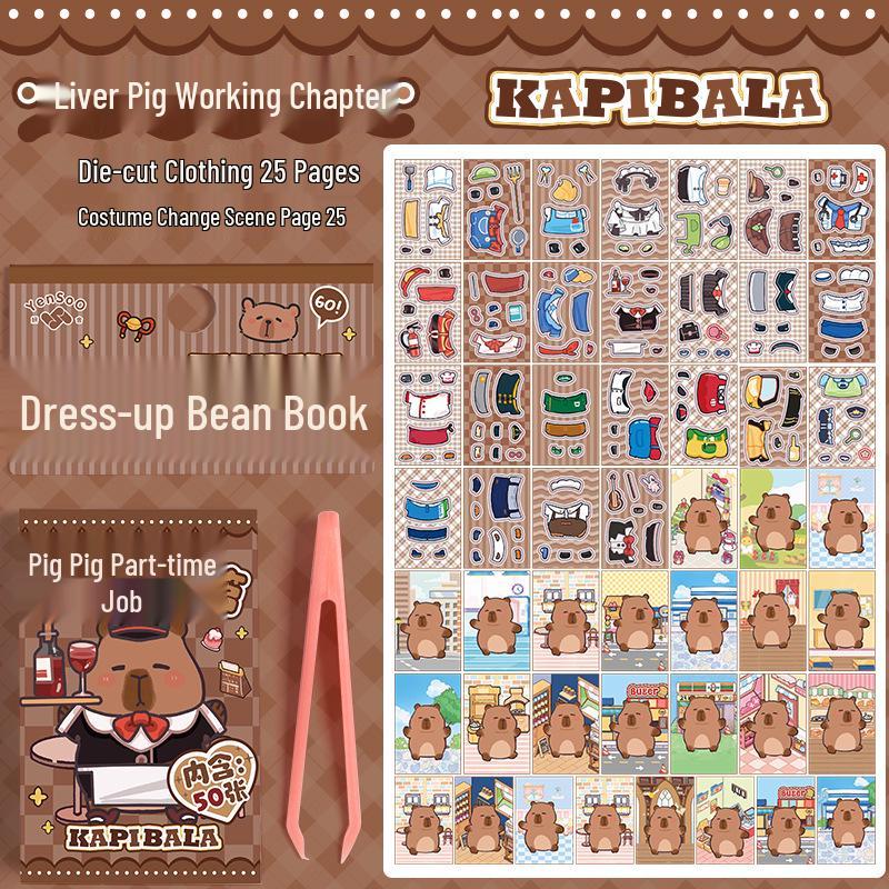 Capybara Dress-Up Mini Pocket Sticker Book: Cute Cartoon Stickers