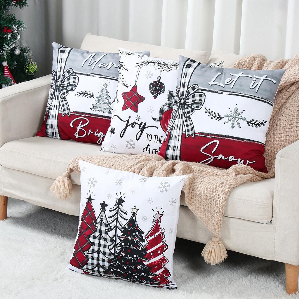 4Pcs Christmas Pillow Covers Christmas Party Decoration Xmas Tree Santa Claus Pillowcase Navidad Natal New Year Gift