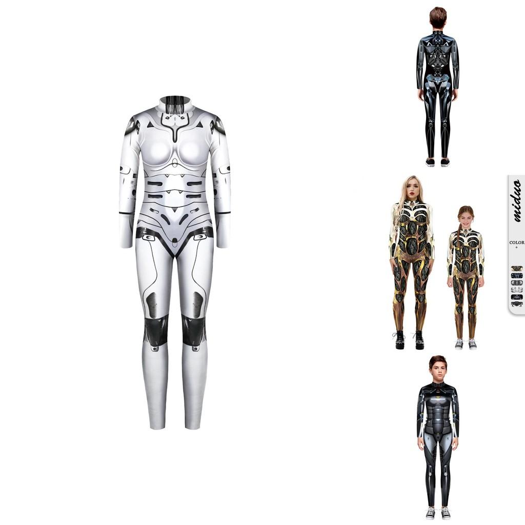 Stretchy Robot Armor Print Halloween Cosplay Jumpsuit Bodysuit Costume