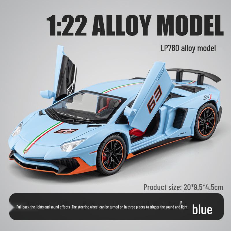 

1/24 Модель машины из сплава с инерционным механизмом, звуком, светом и открывающимися дверями - Игрушка для мальчиков.