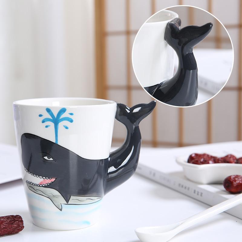 Cartoon 3D Alien Animal Tea Cups Animal Dinosaur Ceramic Coffee Cup Birthday Gift Office Mug Kitchen Dining Bar Drinkware Cups