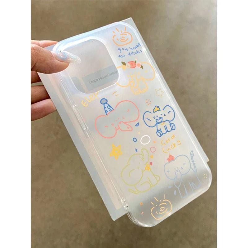

Colorful Elephant Thread Case for iPhone 12-17 Pro Max: Frosted, Fun, and Soft Design with Large Hole Feature iPhone17 ProMax