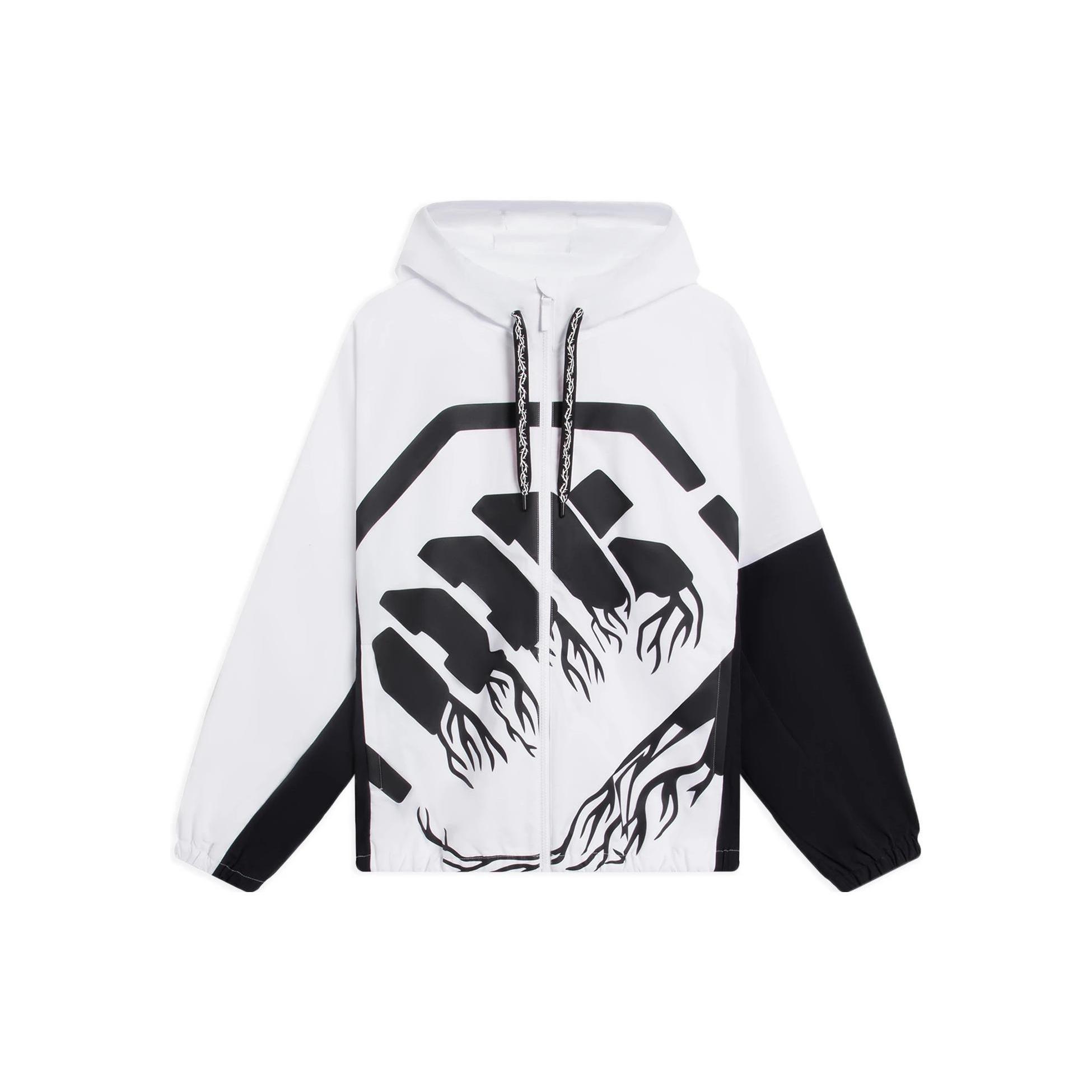 Li-Ning BadFive Big Logo Full Zip Hooded Jacket White Black Men s AFDS569-6 S