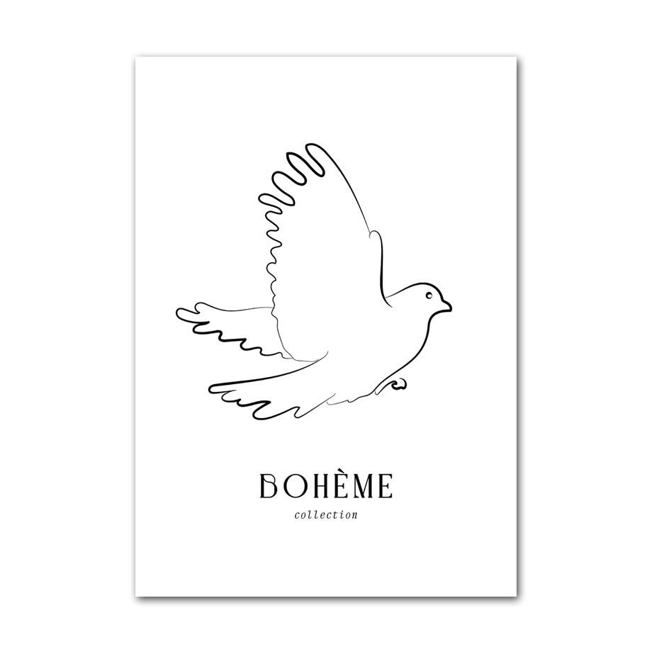 French Abstract Line Naked Woman Flower Picasso Pigeon Posters Prints Modern Boho Wall Art Canvas Painting Living Room Decor