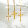 Fashion Cross Pendant Necklace for Women Men Stainless Steel Gold Plated Zircon Jesus Collar Neckalces Trend Couple Zircon