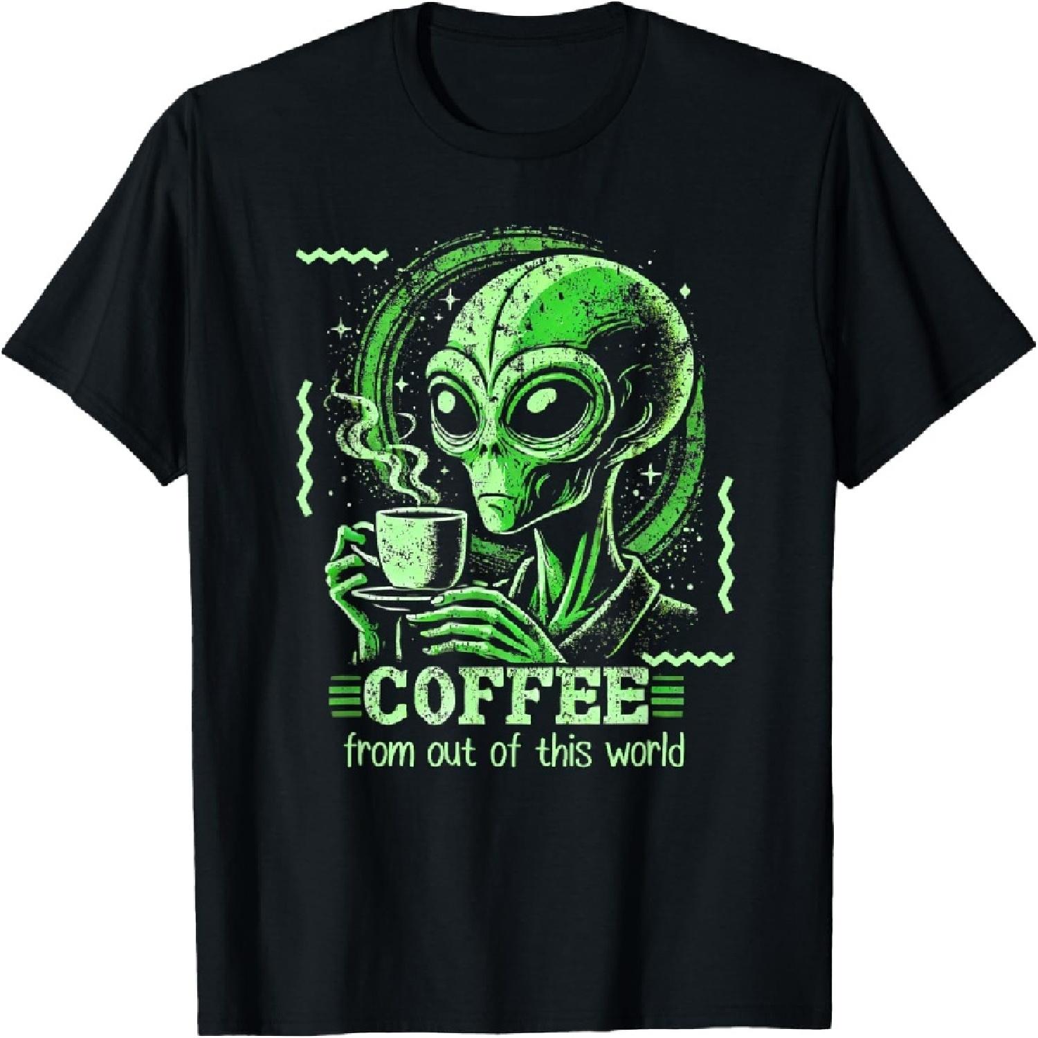 Interstellar Brew Club_ Alien Coffee with Cosmic Humor T-Shirt S
