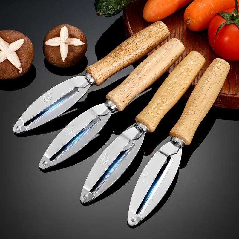 Stainless Steel Fruit Vegetable Peeler with Wood Handle - Kitchen Potato Carrot Apple Peeling Tool, Ergonomic & Sharp Blade for Easy Paring