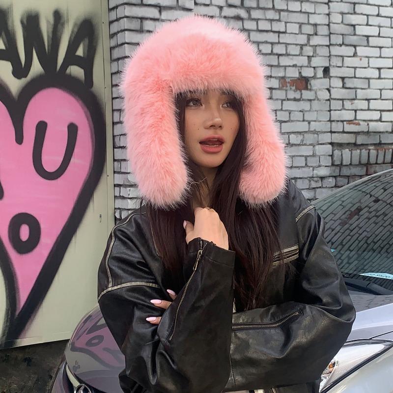 Cappello invernale da donna in peluche effetto visone, stile coreano Ins, con paraorecchie, Cappelli Bomber, Moda Caldo Morbido Finta Pelliccia, Berretti da Sci