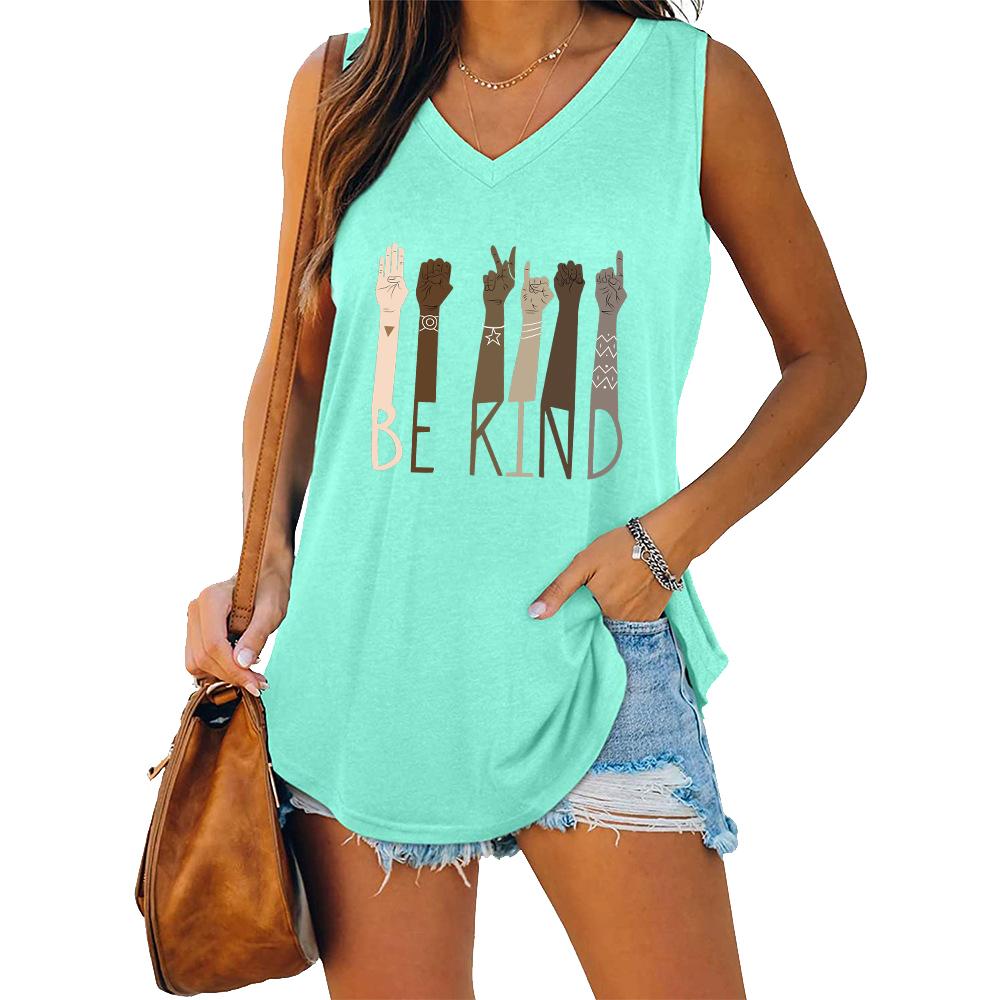 Women Fashion V Collar Tank Top Women Casual Sleeveless T-shirt