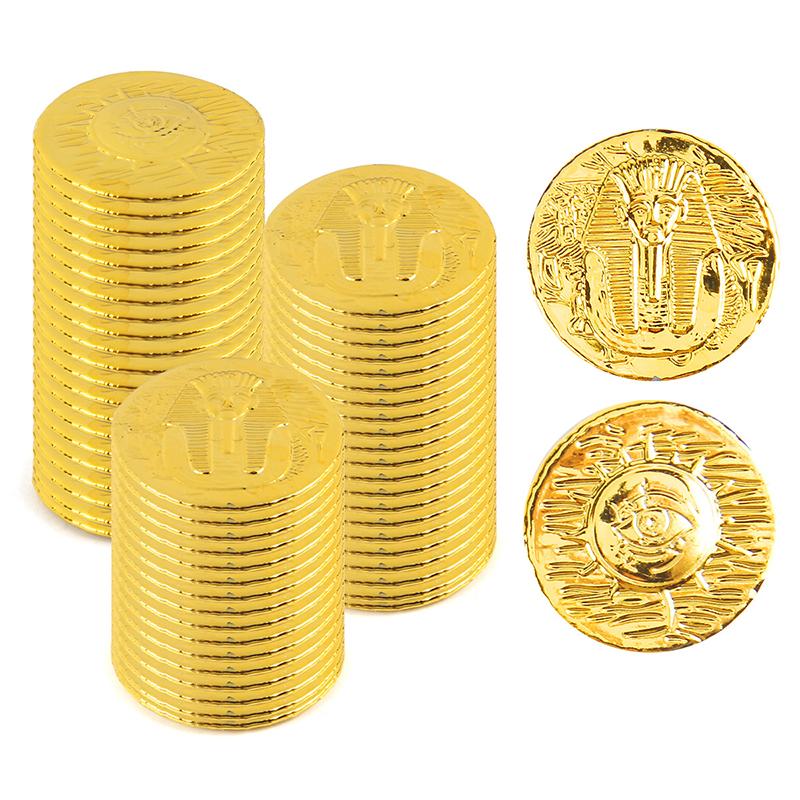 100Pcs Pirate Coin Spanish Doubloon Hunt Treasure Chest Toys Halloween Decorations Bronze Gold Silver Plastic Prop Currency