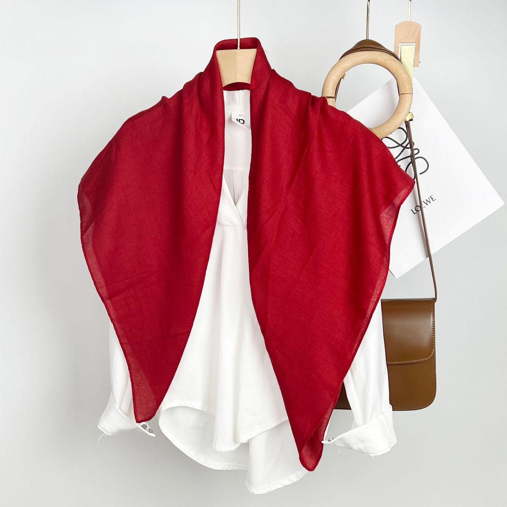 Einfarbiger Seidenschal: Damen Monochromer Lässiger Kopftuch, Sonnenschutzschal, Dekorativer Stil