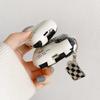 Protective Case for AirPods 1/2, Creative Elegant Art White Black Grid Plaid Smiling Face Soft Silicone TPU Rubber Lightweight Ultra Thin Cover