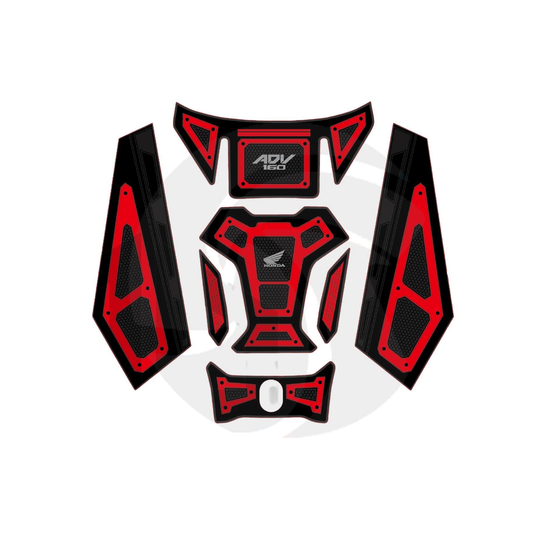 Резиновые наклейки для мотоцикла Honda ADV160 22-24: Защита педалей и бака красный