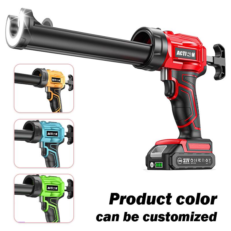 AKX0V Cordless Caulk Gun with High Brightness LED Light 250kg Force Electric Sealant Gun for Construction & DIY