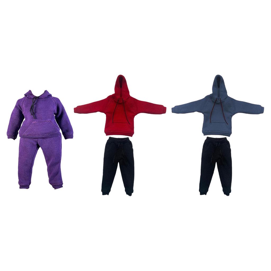 1/12 Scale Action Figure Clothes Hoodie and Pants Set Miniature Clothing for Doll Dress Up Casual