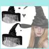 Enchanting Black Ruffled Fringe Hat For Halloween Party Witch Costume Accessory
