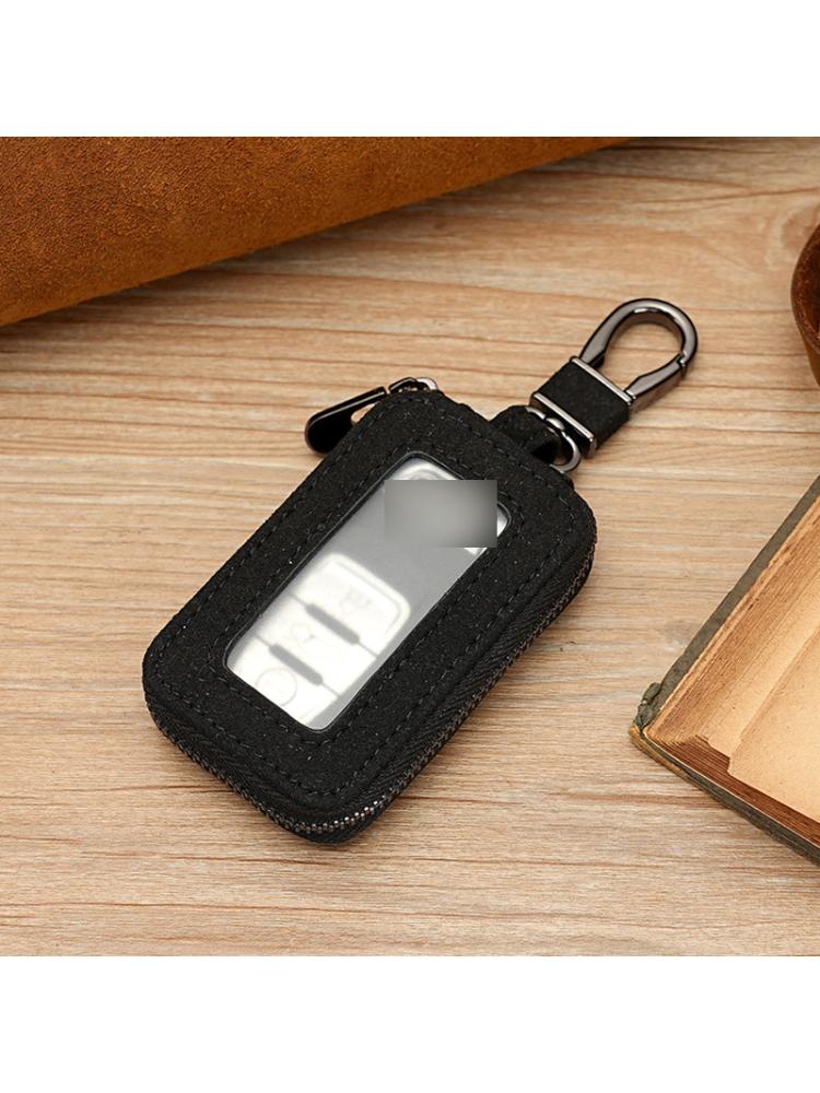 Car Key Case Key Protector Smart Key Chain Coin Holder Metal Hook And Keyring Wallet Zipper Retro Bag For Auto Remote Key Fob