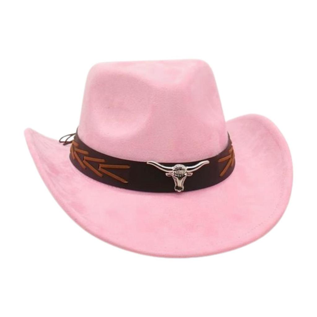 Ethnic Style Brown Cow Head Suede Top Hat Western Cowboy Hat Stage Jazz Hat