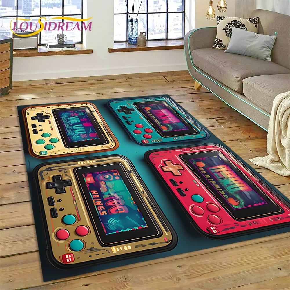 Retro-GamePad, Spielekonsole, Game Boy, Cartoon-Teppich für Schlafzimmer, Wohnzimmer, Sofa-Dekoration, große Deko-Bodenmatte für Kinder