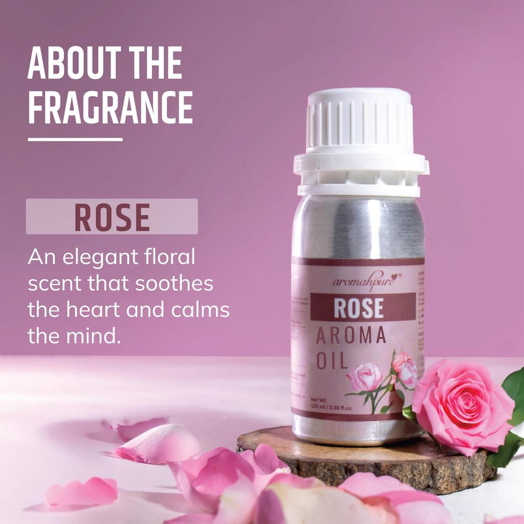Aromahpure Rose Aroma Oil | 100ml Undiluted & Natural | Long-Lasting Scent for Aromatherapy, Candle & Soap Making, Diffusers, Room Freshener