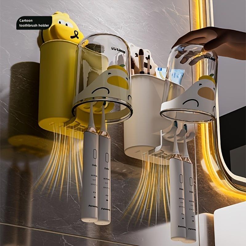2pcs Sweet Nest Couple Cartoon Toothbrush Holder Cute CP Shape Suction Cup Installation Without Drilling Holes A Cozy Home for Electric Toothbrushes