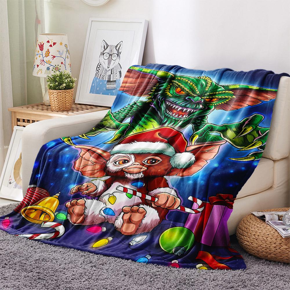 1pz Coperta in Flanella con Stampa Gizmo Gremlins, Alta Qualità per Tutte le Stagioni, Decorazione per la Casa, Calore e Comfort, Perfetta per Regali di Natale