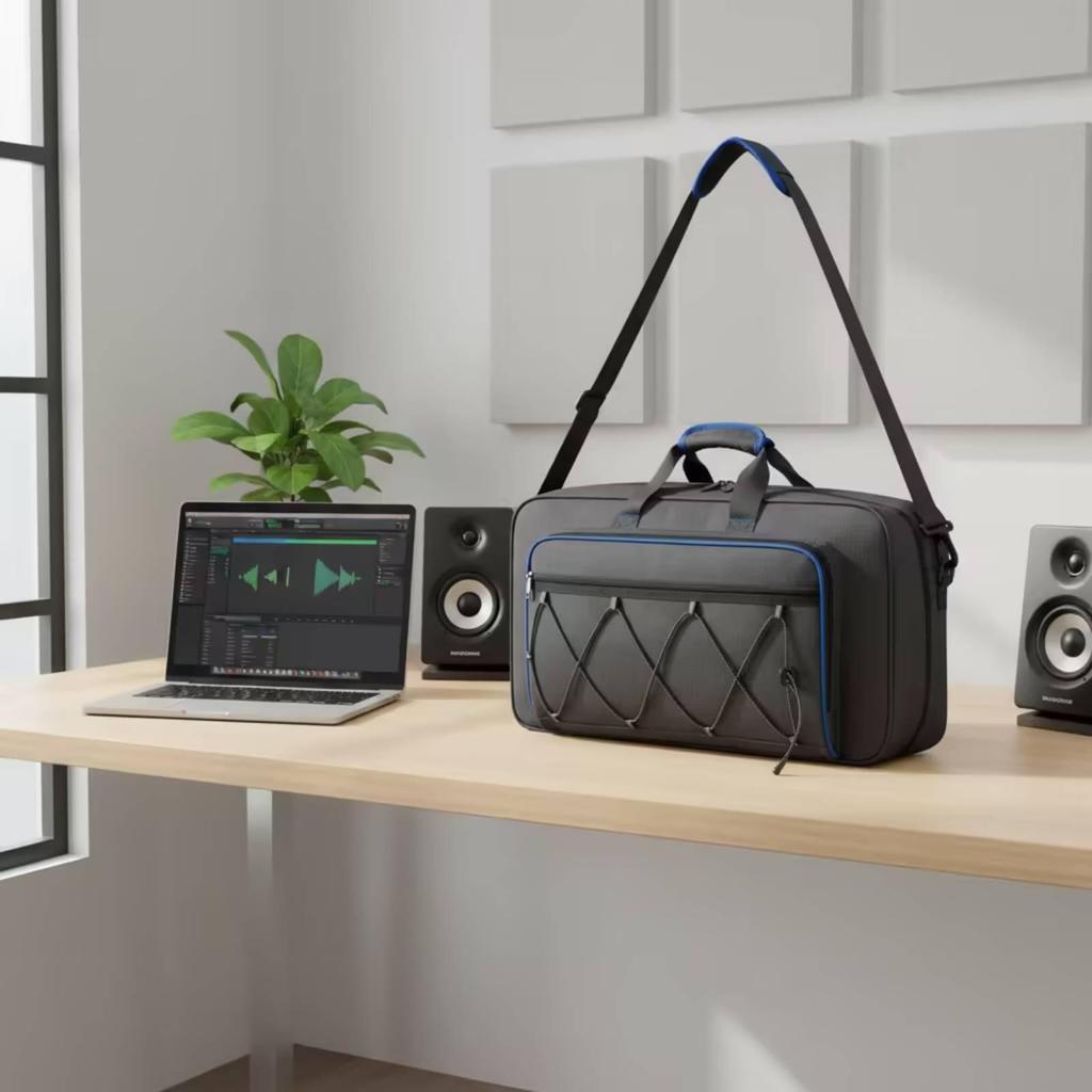 DJ Controller Bag Padded Equipment Carrier with Shoulder Strap Guarding for DJs, Artists, Gigs,
