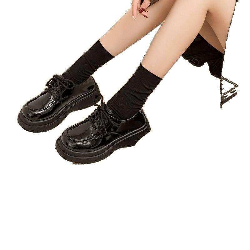 Plateau kleine Lederschuhe Damen Frühling 2025 neu vielseitig College Britischer Stil jk Schuhe Damen Schnürschuhe Freizeitschuhe