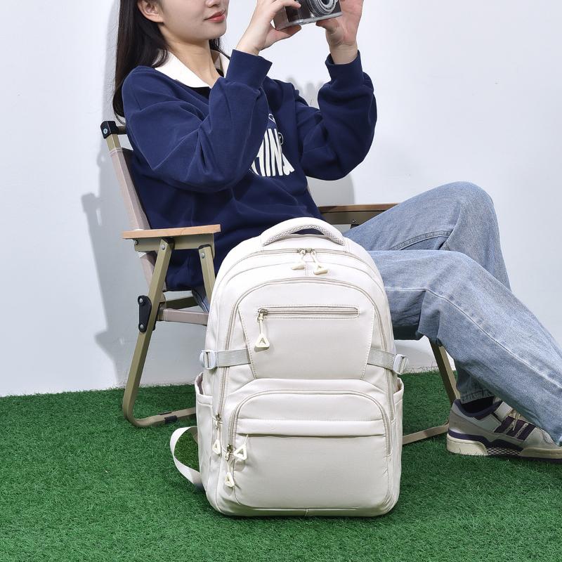 Versatile Solid Color New Style Unisex Daily Campus Large Capacity Travel Backpack Water-Resistant Fashionable Double Shoulder Bag