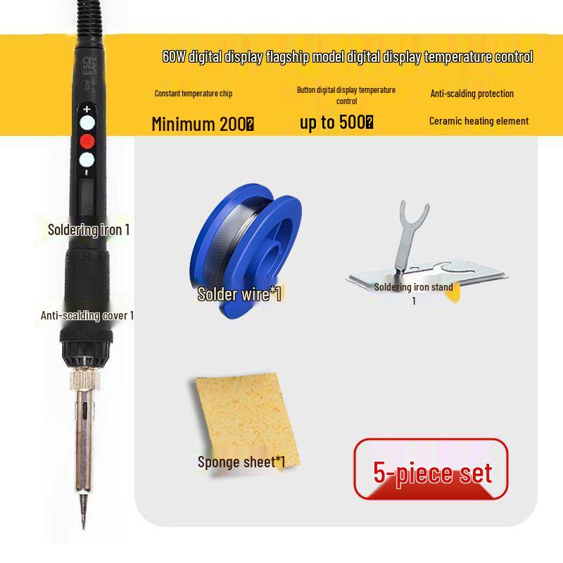 High-Power Digital Soldering Iron: Adjustable Temperature & Constant Heat Ceramic Core for Household Repair & Welding