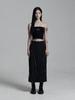 Miteula Wave Damage Denim Long Skirt _ Black