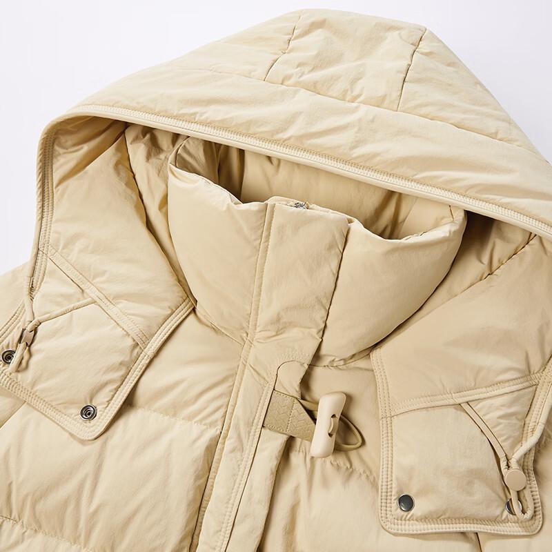 Xiangying Women's Hooded Mid-Length 90% White Duck Down Jacket
