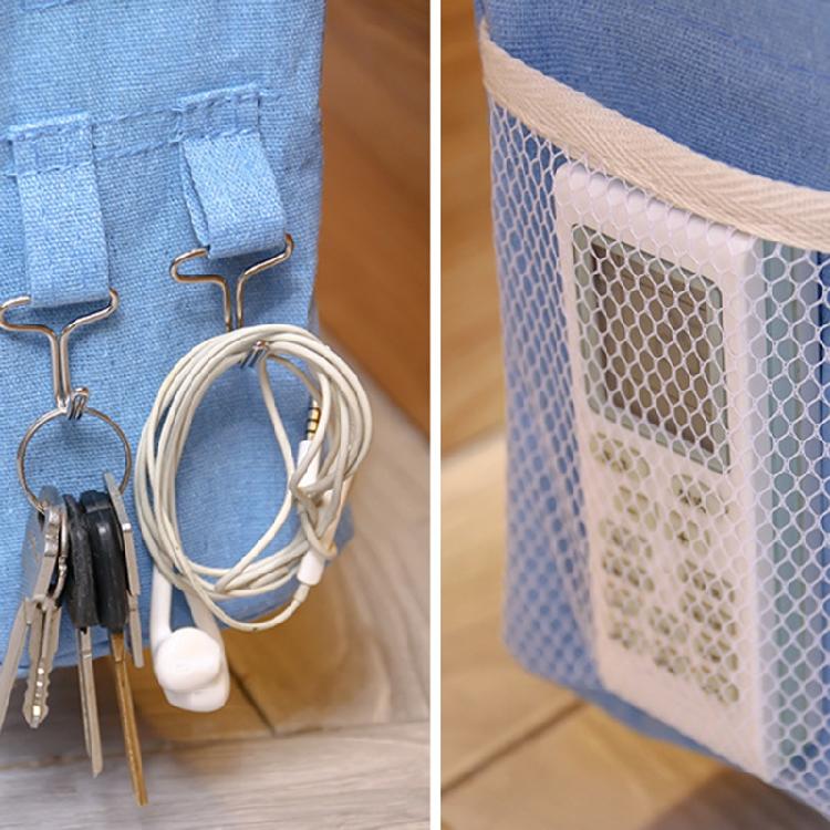 Bedsides Hanging Storage Unit Featuring Hooks and Shelves for Organizing Items