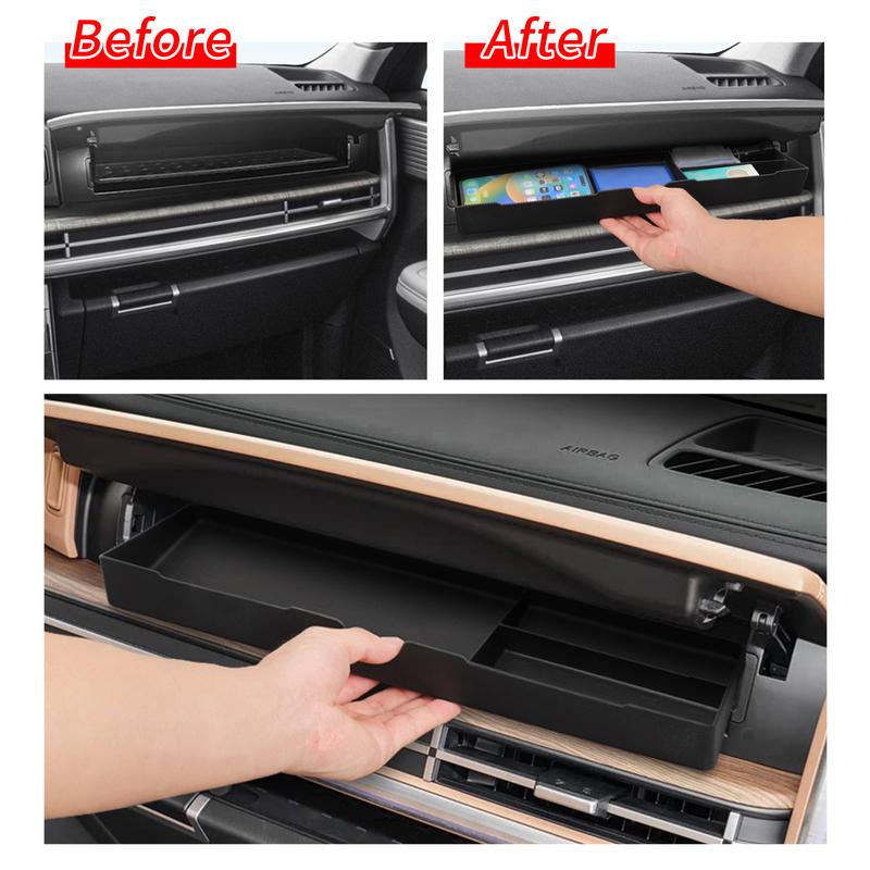For Hyundai Santa Fe 2024 2025 TPE Co-pilot Storage Box Drawer Tray Organizer Car Interior Accessories Black