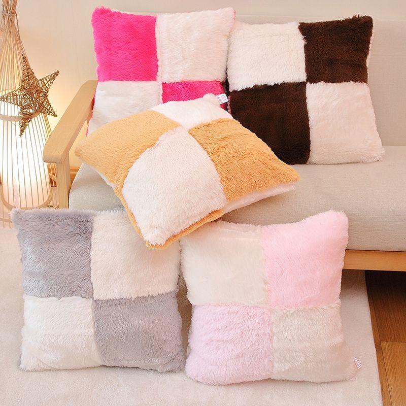 Nordic Plush Pillowcase Wool Faux Fur Cushions Sofa Bed Furry Long Hair Cushion Princess Pillow Home Wedding Decoration