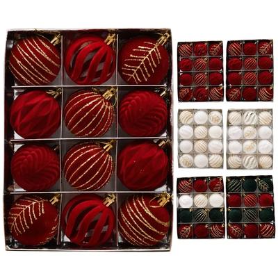 6/12 stücke 6cm Weinrot Weihnachten Ball Ornamente Weihnachten Baum Party Dekoration Neue Jahr Weihnachten Kugeln Anhänger Samt Bälle