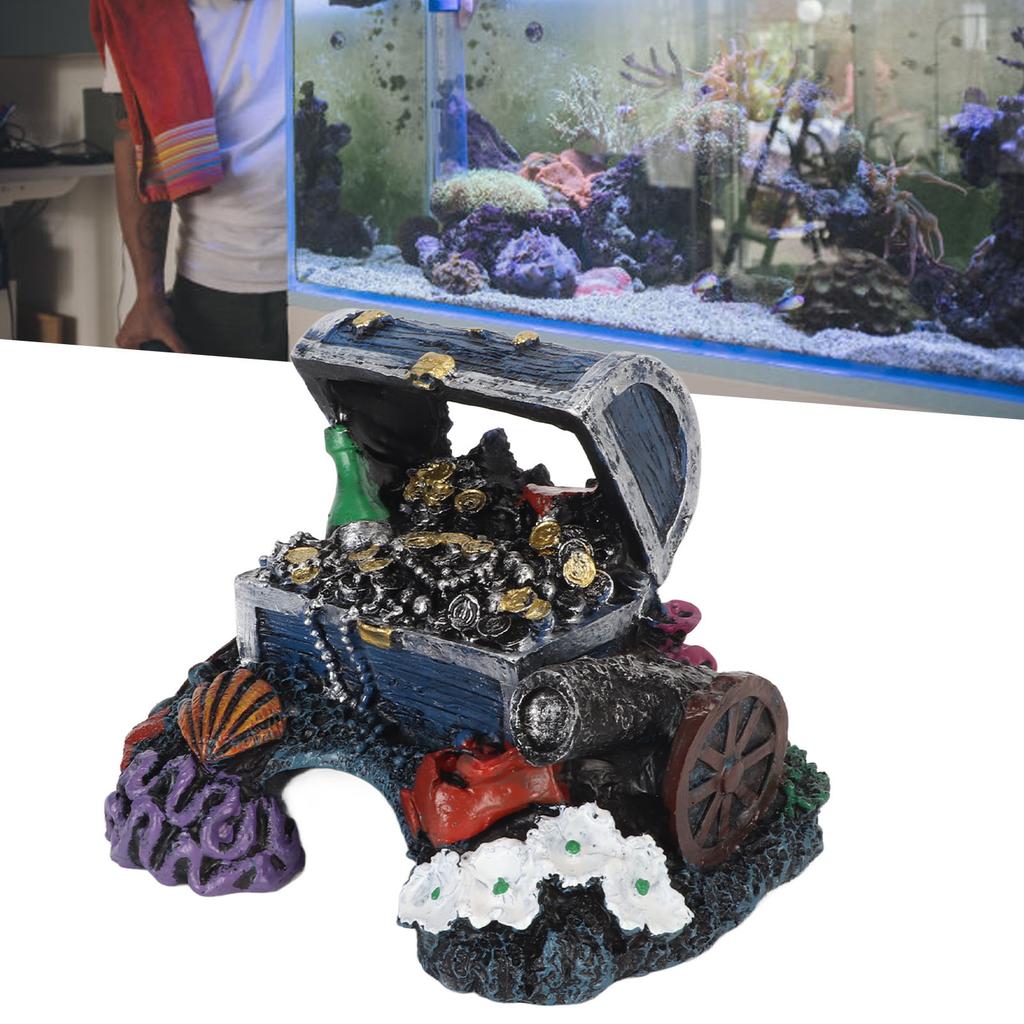 Aquarium Treasure Box Ornament   Cave Lifelike Resin Jewelry Box Decoration for Freshwater Saltwater