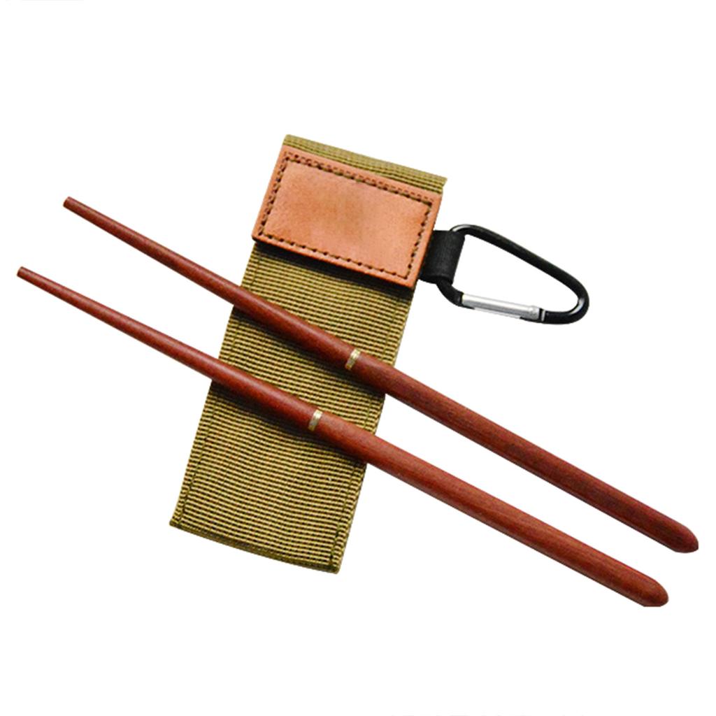 1 Pair Retractable Camping Natural Wood Collapsible Chopstick with Carry Bag Reusable Foldable Office Outdoor Chopsticks