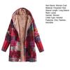 Manteau Vintage Style Ethnique Doublé Sherpa pour Femmes Manches Longues Imprimé Floral Veste Polaire Automne Hiver Fermeture Éclair Capuche Vêtement d'Extérieur