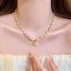 French Gold Diamond Pearl Necklace - Elegant Niche Design, High-End and Versatile Clavicle Chain