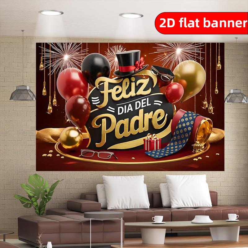 2D flat banner - Polyester Father's Day Decor Banner, Nordic style, light luxury and simplicity