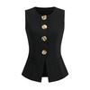 Damen Blazer Weste Schick Business Ärmellos Anzugweste Lässig Knopfleiste Büro Arbeit Weste Top